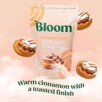 Bloom Nutrition Cinnamon Bun Collagen Peptide Creamer - Grass-Fed Protein Powder & MCT Oil for Coffee - No Sugar, Gluten-Free, Keto & Soy-Free