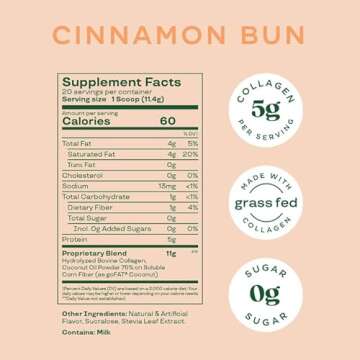 Bloom Nutrition Cinnamon Bun Collagen Peptide Creamer - Grass-Fed Protein Powder & MCT Oil for Coffee - No Sugar, Gluten-Free, Keto & Soy-Free