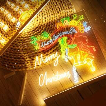 2025 New LED Note Board with Colors, Light Up Acrylic Message Board Light Up Dry Erase Board with Ad...