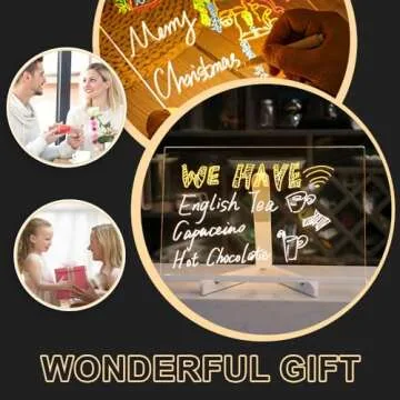 2025 New LED Note Board with Colors, Light Up Acrylic Message Board Light Up Dry Erase Board with Adjustable Stand and 7 Colors Pen, LED Illuminated Drawing Board for Office School Home (15 * 15cm)