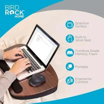 Oversized Lap Desk for Laptops with Memory Foam Cushion | Portable Laptop Tray | Fits Laptops Up to 17" | Laptop Lap Pad with Wrist Rest | Lap Board for Workstation and Home Office | Brown and Black