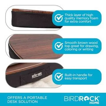 Oversized Lap Desk for Laptops with Memory Foam Cushion | Portable Laptop Tray | Fits Laptops Up to 17" | Laptop Lap Pad with Wrist Rest | Lap Board for Workstation and Home Office | Brown and Black