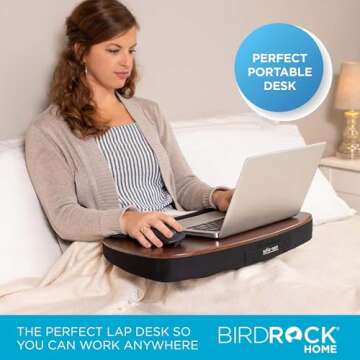 Oversized Lap Desk for Laptops with Memory Foam Cushion | Portable Laptop Tray | Fits Laptops Up to 17" | Laptop Lap Pad with Wrist Rest | Lap Board for Workstation and Home Office | Brown and Black