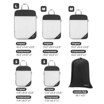 Compression Packing Cubes, Gonex Extensible Storage Mesh Bags Organizers