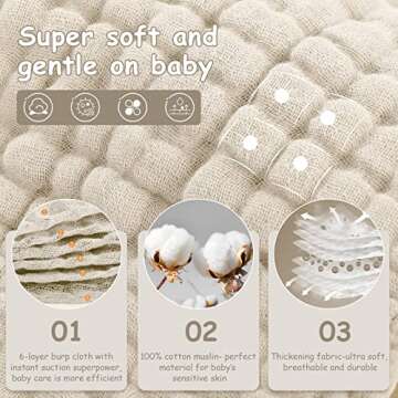 Looxii Muslin Burp Cloths 100% Cotton Muslin Cloths 12 Pack Large 20''x10'' Extra Soft and Absorbent Baby Burping Cloth for Boys and Girls (Apricot)