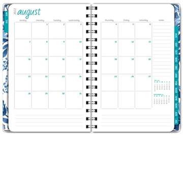 Global Printed Products Designer Agenda for 2022-2023 Academic Calendar Year - 5.5x8 in Hardcover - College Students and Teachers Daily, Weekly, Monthly Planners - Includes Bookmark - Blue Bloom