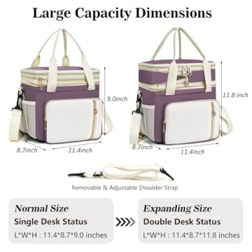 BAGNN Large Insulated Lunch Cooler Bag for Work & Beach