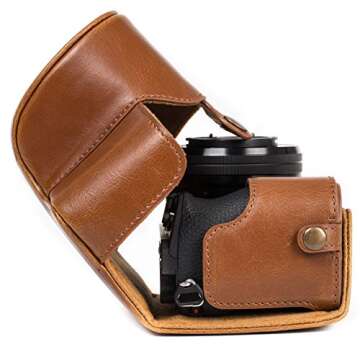 MegaGear Sony Alpha A6500 (16-50 mm) Ever Ready Leather Camera Case and Strap, with Battery Access - Light Brown - MG1232
