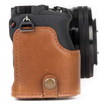 MegaGear Sony Alpha A6500 (16-50 mm) Ever Ready Leather Camera Case and Strap, with Battery Access - Light Brown - MG1232