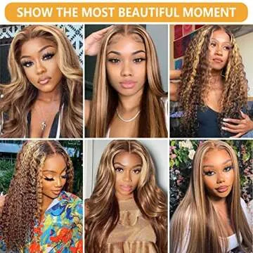 ecnuxza Honey Blonde Ombre Lace Front Wig Human Hair Pre Plucked 13x4 HD Transparent 4/27 Highlight with Baby Hair 180% Density Colored Body Wave Lace Front wig for Women 20 Inch