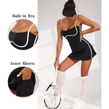 Move With You Womens Workout Tennis Dress with Built-in Support