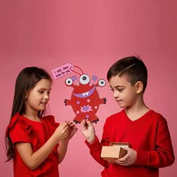 4E's Novelty Valentines Monster Craft Ornament (12 Pack) Foam Valentines Day Crafts for Kids Classro...