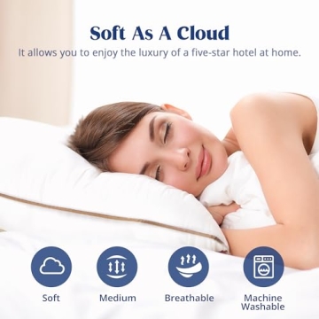 puredown Goose Feather Down Pillows Set of 2 - Fluffy Comfort