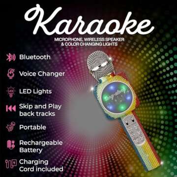Wireless Express Sing-Along Bling Bluetooth Karaoke Microphone and Speaker - Fun for All Ages! (Rain...