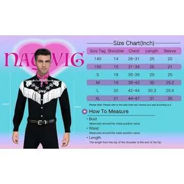 Naywig Cowboy Costume Fringe Shirt For Men Boys