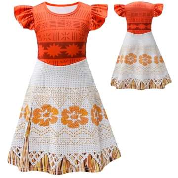 AOVCLKID Girls Princess Costume Movie Role Kids Halloween Party Dress(4T,Red)