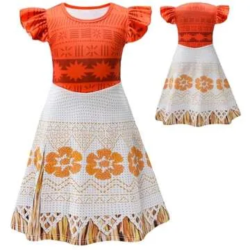 AOVCLKID Girls Princess Costume Movie Role Kids Halloween Party Dress(4T,Red)