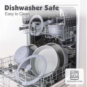 SENSARTE 17 Piece Ceramic Pots and Pans Set, Nonstick Detachable Handle Cookware, Induction Kitchen Cookware Set with Removable Handle, Dishwasher ＆ Oven Safe, PFAS/PTFE/PFOA Free (Gray)