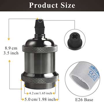 DiCUNO E26 Vintage Lamp Socket, Edison Pendant Light Socket Replacement, Antique Retro Hanging Lamp ...