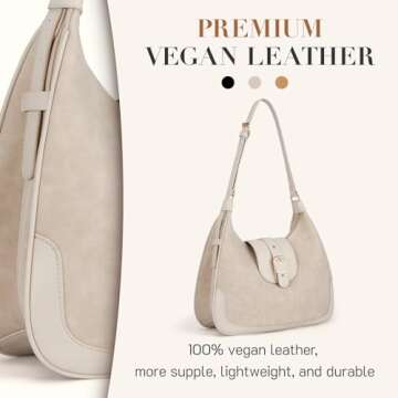 Missnine Large Shoulder Bag Purse for Women Crescent Clutch Tote Handbag PU Leather Crossbody Hobo with Adjustable Strap