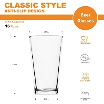 LUXU Classic Beer Pint Glasses for Any Occasion