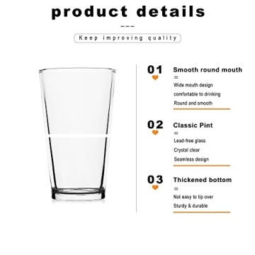 LUXU Classic Beer Pint Glasses for Any Occasion