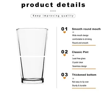 LUXU Classic Beer Pint Glasses for Any Occasion