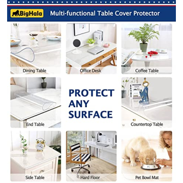 BigHala Clear Table Protector 24x48 Inch PVC Easy Clean
