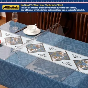BigHala Clear Table Protector 24x48 Inch PVC Easy Clean