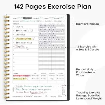 Fitness Workout Journal for Women & Men - A5 (5.5" x 8.2") Planner to Achieve Wellness Goals - Black
