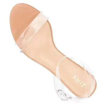 ZriEy Women's Nude Clear Heels Stylish Chunky Sandals