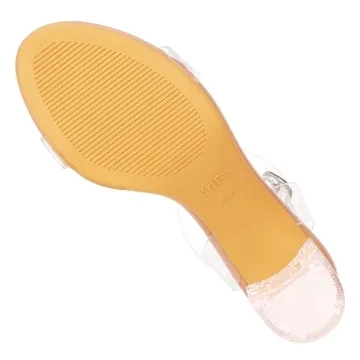 ZriEy Women's Nude Clear Heels Stylish Chunky Sandals