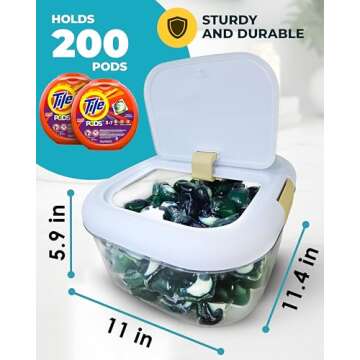 Skywin Laundry Pods Container for Laundry Room Organization, Dishwasher Pods Container (White)