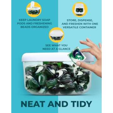 Skywin Laundry Pods Container for Laundry Room Organization, Dishwasher Pods Container (White)