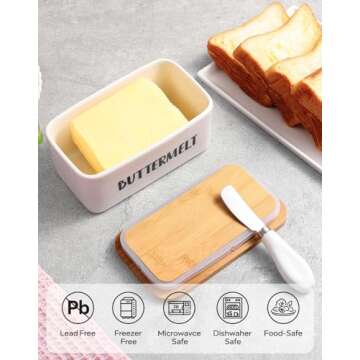 ButterMelt Butter Dish with Lid, Ceramic Container for Butter