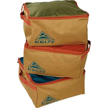 Kelty CAR-GO-Box – Camping, Tailgating, Travel Organization Kit for Trucks, Vans, SUVs, Cars – Color Coded Packing Cubes, Rugged Fabric, 45L