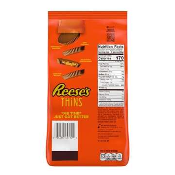 REESE'S THiNS Milk Chocolate Peanut Butter Cups, Candy Party Pack, 24.05 oz