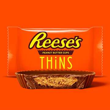 REESE'S THiNS Milk Chocolate Peanut Butter Cups, Candy Party Pack, 24.05 oz