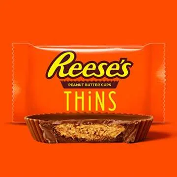 REESE'S THiNS Milk Chocolate Peanut Butter Cups, Candy Party Pack, 24.05 oz