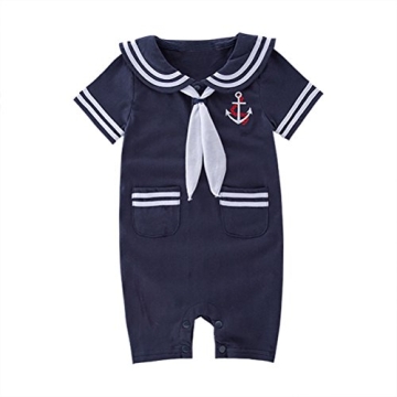 Stylish Baby Sailor Stripe Romper for Boys 0-18 Months