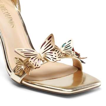 Dream Pairs Lace Up High Heels with Butterfly Appliques - Strappy Stiletto Sandals