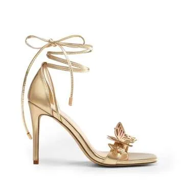 Dream Pairs Lace Up High Heels for Women - Gold Gladiator Style