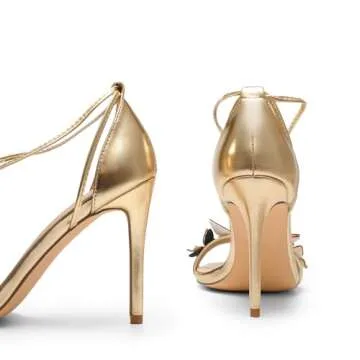 Dream Pairs Lace Up High Heels for Women - Gold Gladiator Style