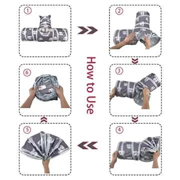 Vehomy Cat Kitten Tunnels Rabbit 3 Way Collapsible Tunnel with Cute Kitten Patterns and Cat Ears Small Pet Hideout Activity Tunnel Tube Toy for Bunny Kitten Cat Dwarf Guinea Pig T Shape