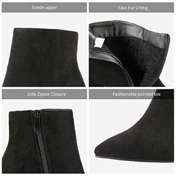 DREAM PAIRS Women's Chunky Heel Ankle Booties Pointed Toe Short Boots,Size 5,Black,SIANNA-1