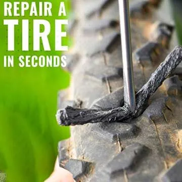 PRO BIKE TOOL Tubeless Bike Tyre Repair Kit – for MTB and Road Bicycle Tyres – Fix a Puncture or Flat, Fast – Tackle Set Includes Storage Canister, Plugger Tool and Plugs - 5 Bacon and 5 Black Strips