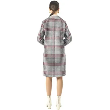 CHARTOU Women's Woolen Plaid Peacoat Winter Long Coat