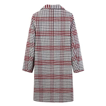 CHARTOU Women's Woolen Plaid Peacoat Winter Long Coat