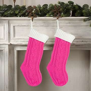 Nanou Christmas Stockings 18" Knitted Christmas Socks Family Holiday Decorations Great Big Stockings...