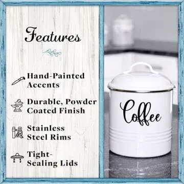 Home Acre Designs Food Storage Containers Set, Rustic Vintage Canisters for Kitchen Decor